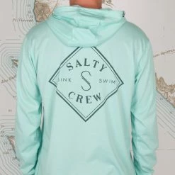 Salty Crew Tippet Sea Foam Pocket Hood Tech Tee -Dannershop 20135237 SEAFOAM OMBACK 61688cdc 7afd 4d93 8e42 85d40bde7514