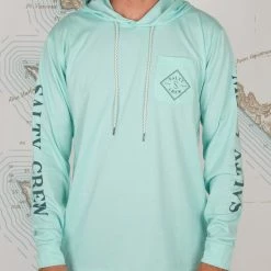 Salty Crew Tippet Sea Foam Pocket Hood Tech Tee -Dannershop 20135237 SEAFOAM OMFRONT f3519e72 ba49 40d4 9966 805aa58cc8ec