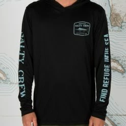 Salty Crew Stealth Black Hood Sunshirt