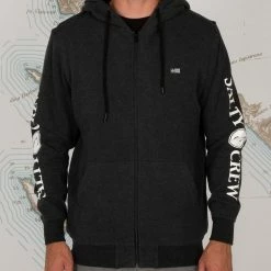 Salty Crew Refuge Sherpa Black Heather Zip Fleece -Dannershop 20335158 BLKHEA OMFRONT 3824ebf5 3f4d 44c7 8f72 40723738b6d6