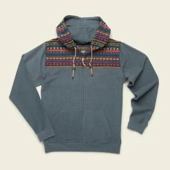 Howler Brothers Shaman Hoodie -Dannershop F22 Hoodies Shaman Smoked Blue Helio Jacquard Flat Front