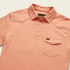 Howler Brothers Ranchero Polo -Dannershop S22 SS Shirts Ranchero Polo Peach Heather Angle