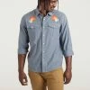 Howler Brothers Gaucho Snapshirt -Dannershop S23 LS Shirts Gaucho BarkAtTheMoon Indigo Blue Front
