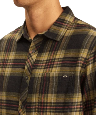 Billabong Coastline Men's Flannel Billabong Coastline Men's Flannel -Dannershop abywt00116 billabong w blk dtl1